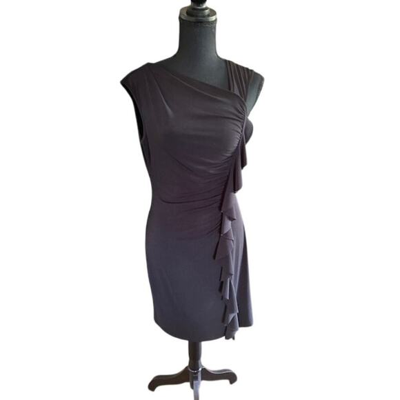 Spense Petite PS Black Sleeveless Ruffle Front Sheath Dress - Picture 1 of 5